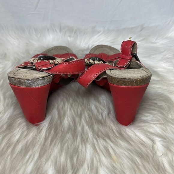 Anthropologie Apepazza Amera Red Leather Bling Sz 6 - Picture 4 of 7
